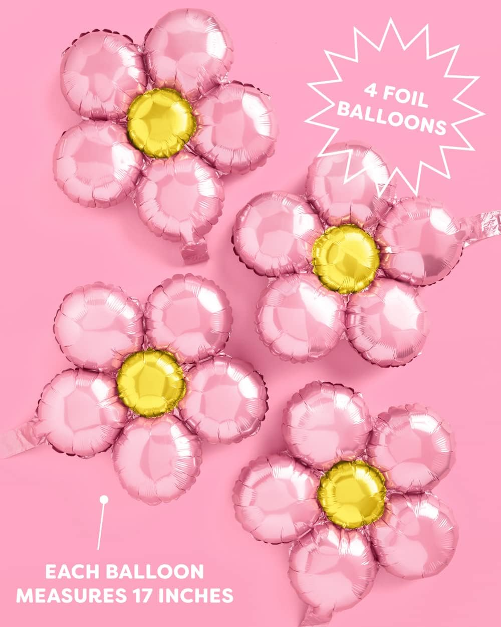 XO Fetti Light Pink Flower Balloons 4 pc Set