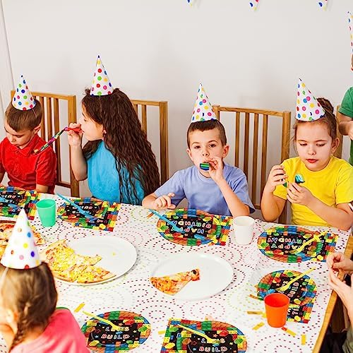 200 Pcs Building Block Party Plates Napkins Forks Set