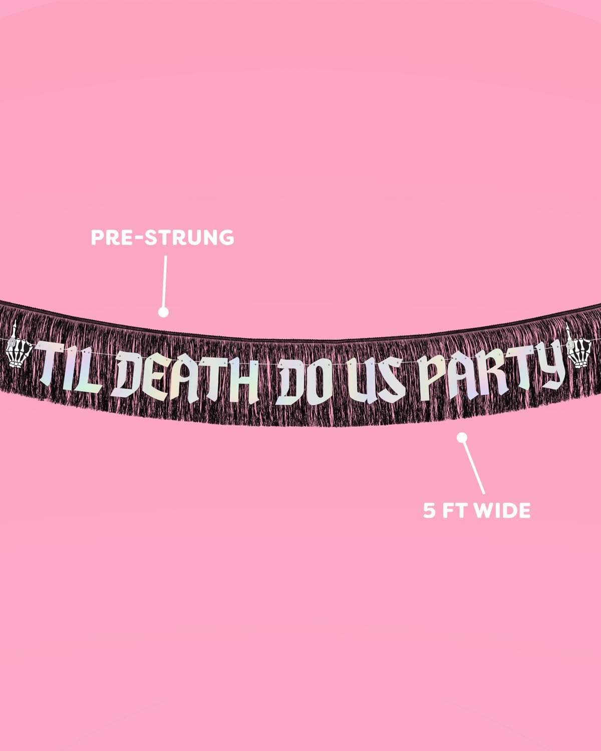 XO Fetti Til Death Do Us Party Banner Black Iridescent 5 Ft