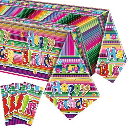 3 Pcs Mexican Fiesta Tablecloths for Party Decorations