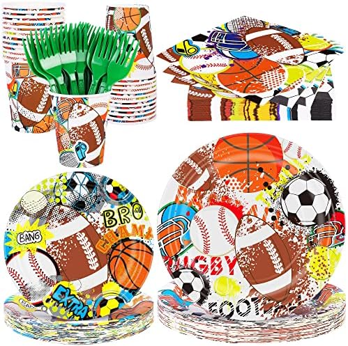 Durony 144 Piece Sports Themed Dinnerware Set