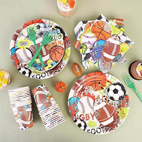 Durony 144 Piece Sports Themed Dinnerware Set