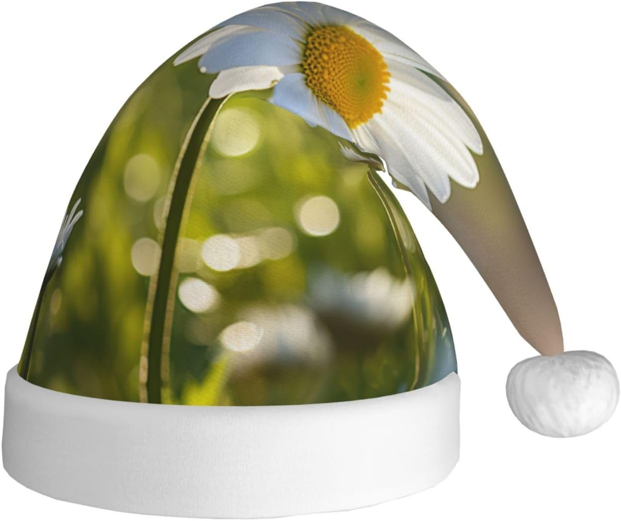 QINZHENG White Daisy Santa Hat Christmas Headwear