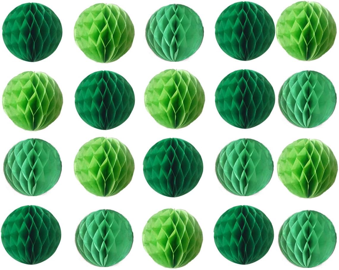 20pcs 3inch Green Honeycomb Flower Balls for Party Decorations