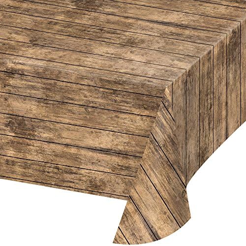 Creative Converting 329655 Wood Grain Plastic Tablecloth