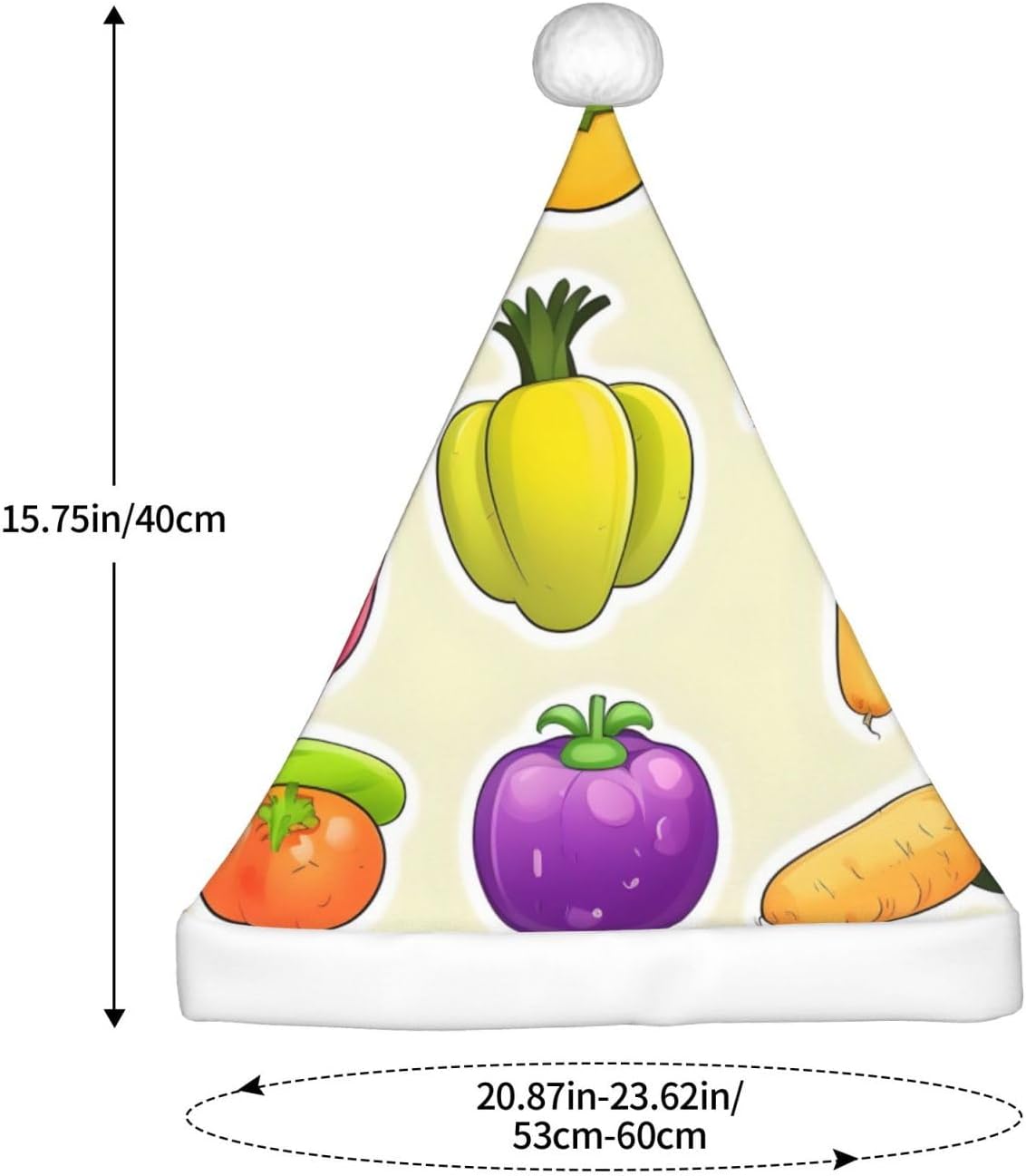 Personalized Santa Hat with Cartoon Vegetable Fruits Print