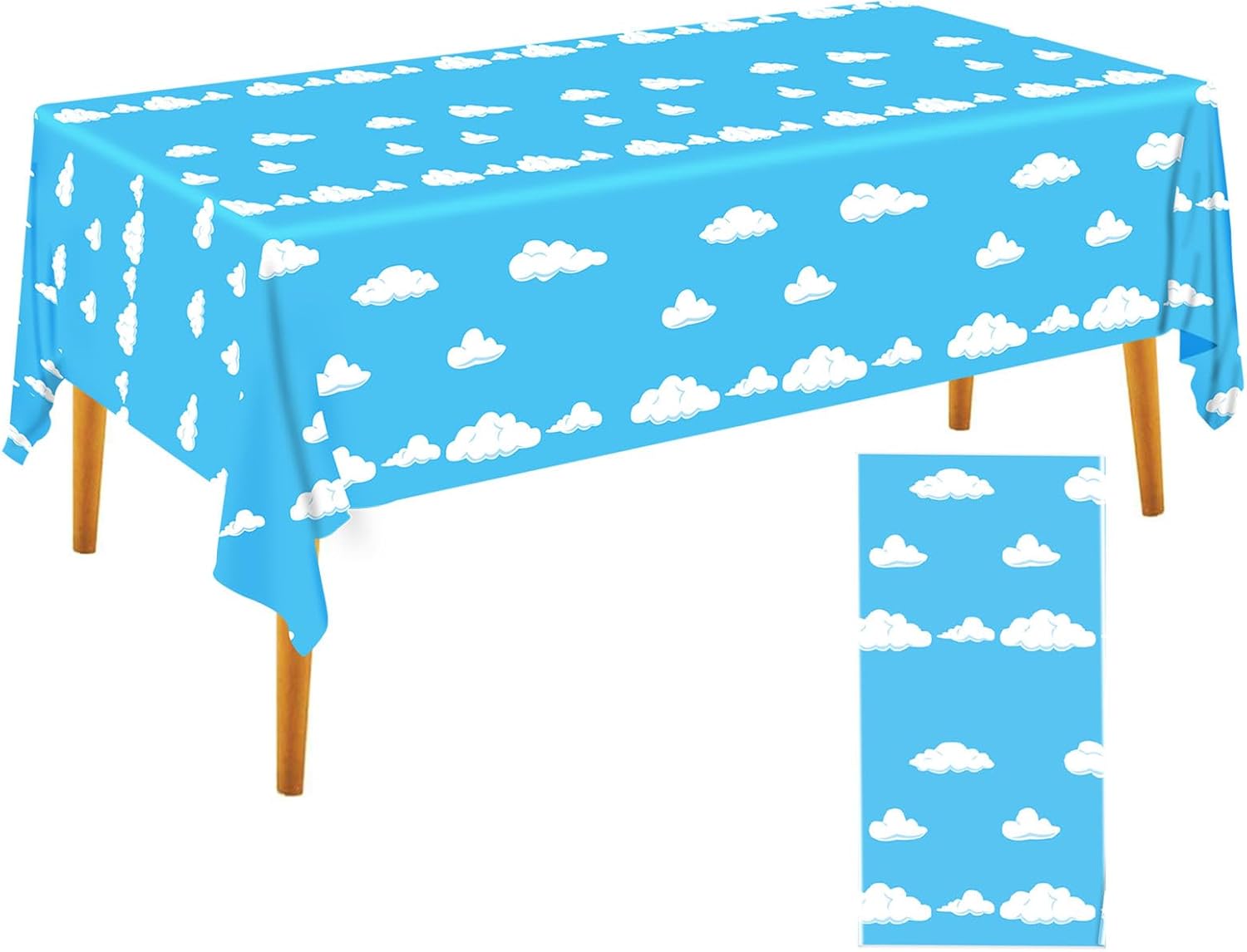 Blue Sky White Clouds Party Tablecloth 54x108 Inch