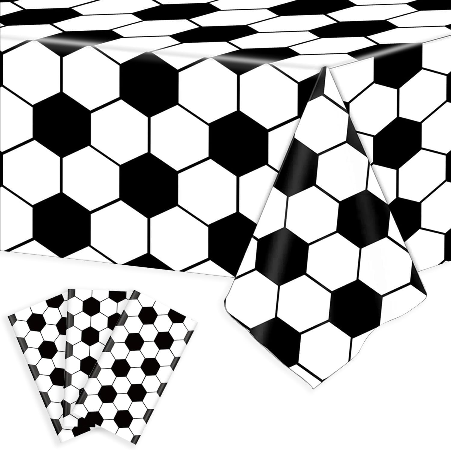 Kesfey Soccer Party Tablecloths 3 Pack 54x108 Inches