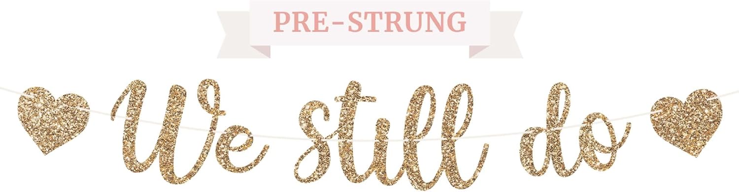 Pre-Strung Gold Glitter Anniversary Banner - No DIY