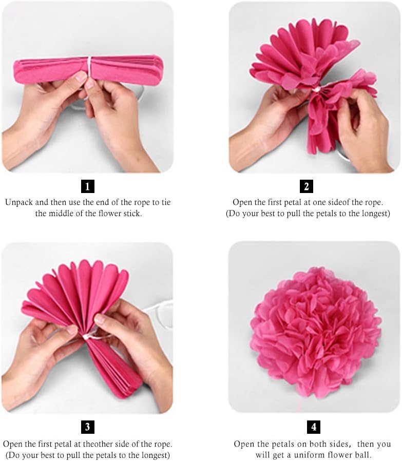 Binpeng Paper Pom Poms Wedding Party Decorations 6PCS