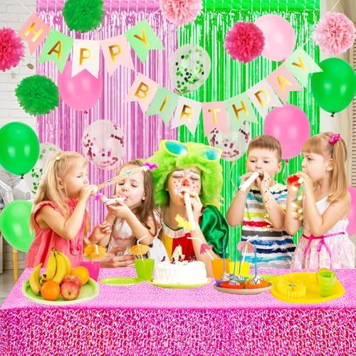 PHOGARY Witch Holographic Tablecloth Streamers Backdrop 4 Pack