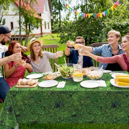 3Pcs Green Moss Print Tablecloths for Picnic and Forest Party