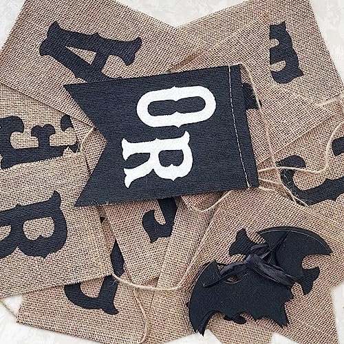 Uniwish Halloween Burlap Glitter Bat Decor Banners