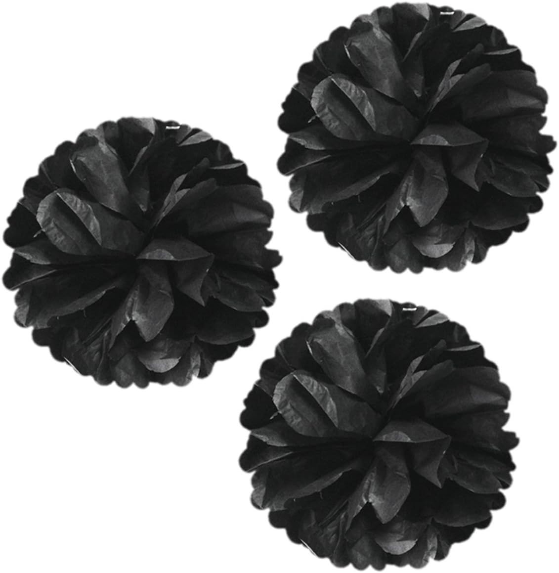 Wrapables 14 Tissue Pom Poms Set of 3 Black