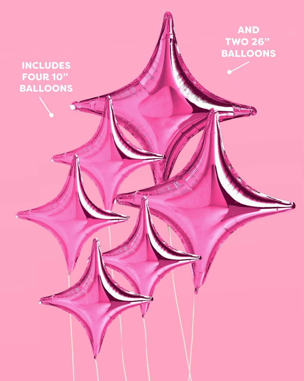 Xo Fetti Pink Sparkle Foil Balloons - 6 Piece Set
