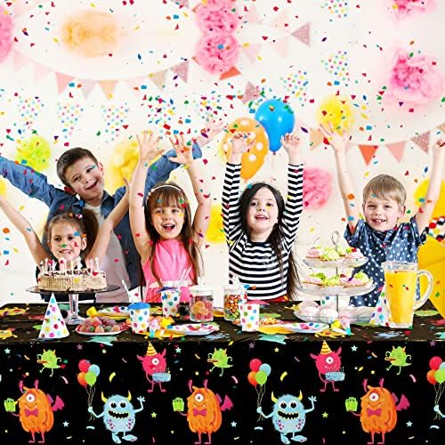 Buryeah 3 Piece Monster Table Cover for Kids Birthday Party