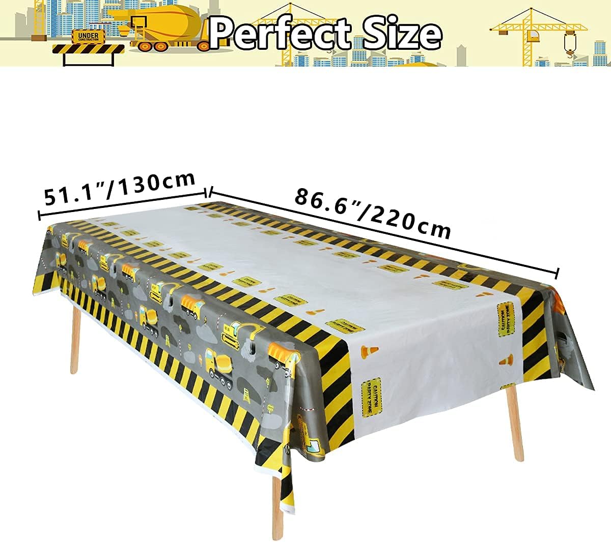 Construction Table Covers 86x51in for Kids Party
