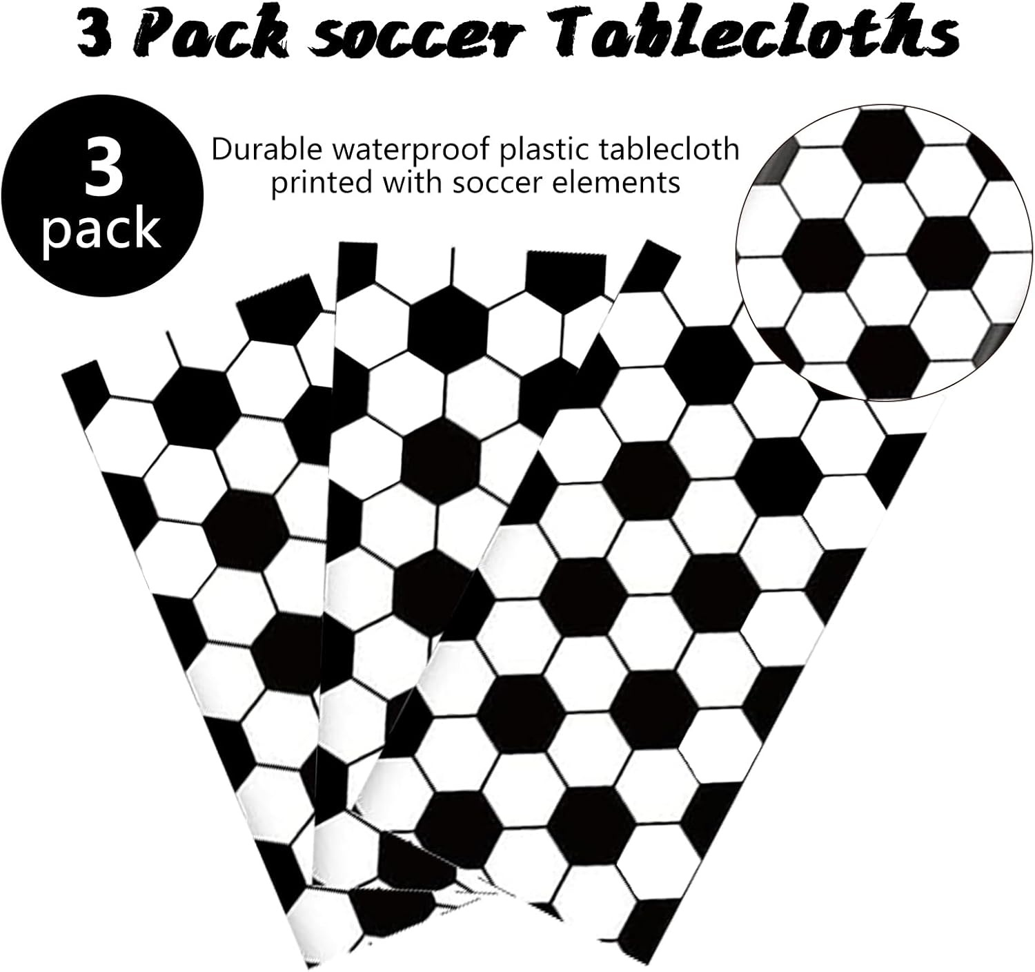 Kesfey Soccer Party Tablecloths 3 Pack 54x108 Inches