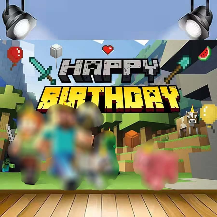 3x5FT Pixel Game Birthday Banner for Kids Party Supplies