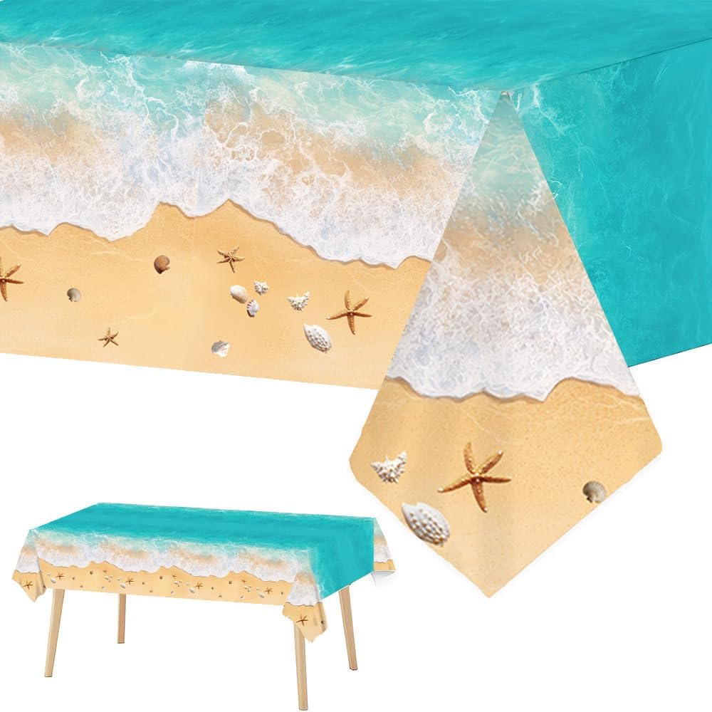 3Pcs Summer Ocean Waves Tablecloths for Pool Parties