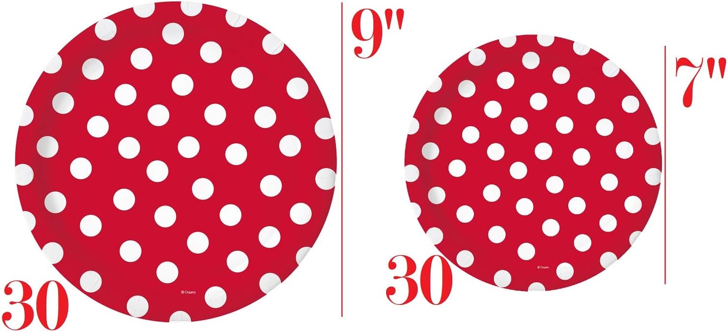 Oojami 30 Person Party Pack Red Polka Dots