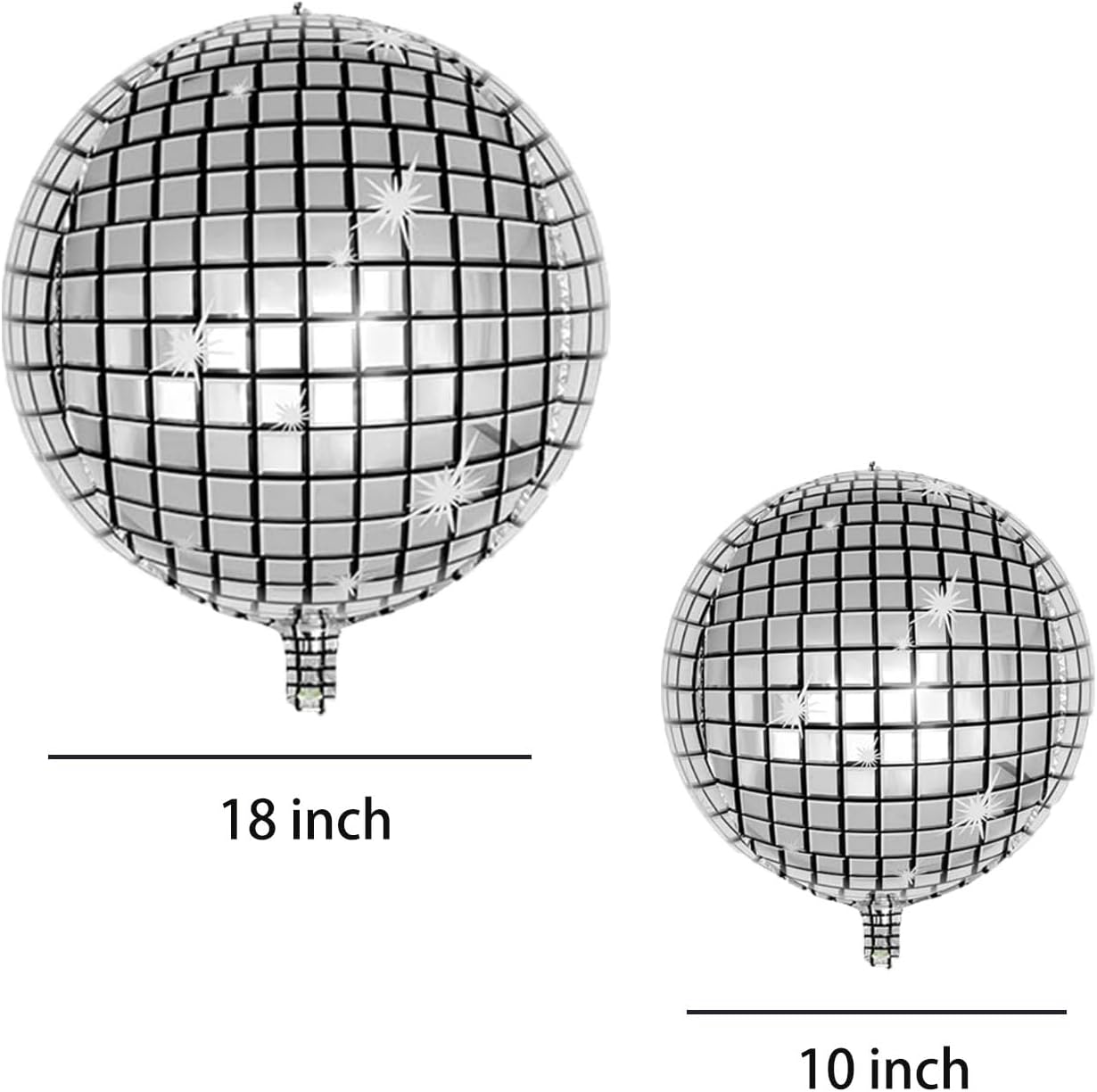 10 Pcs Silver Disco Balloons 4D Design Party Decor