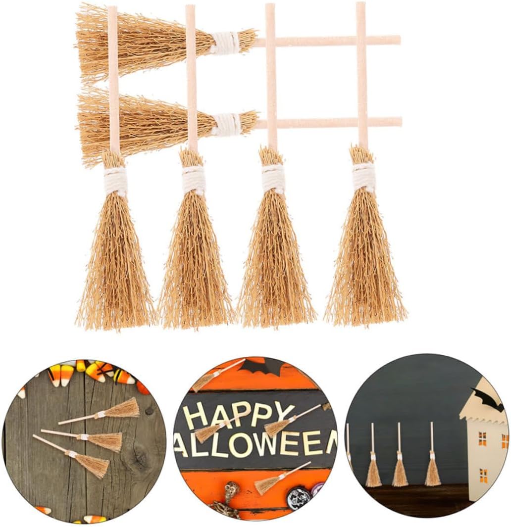 GLEAVI 12Pcs Miniature Witch Brooms Halloween Decor