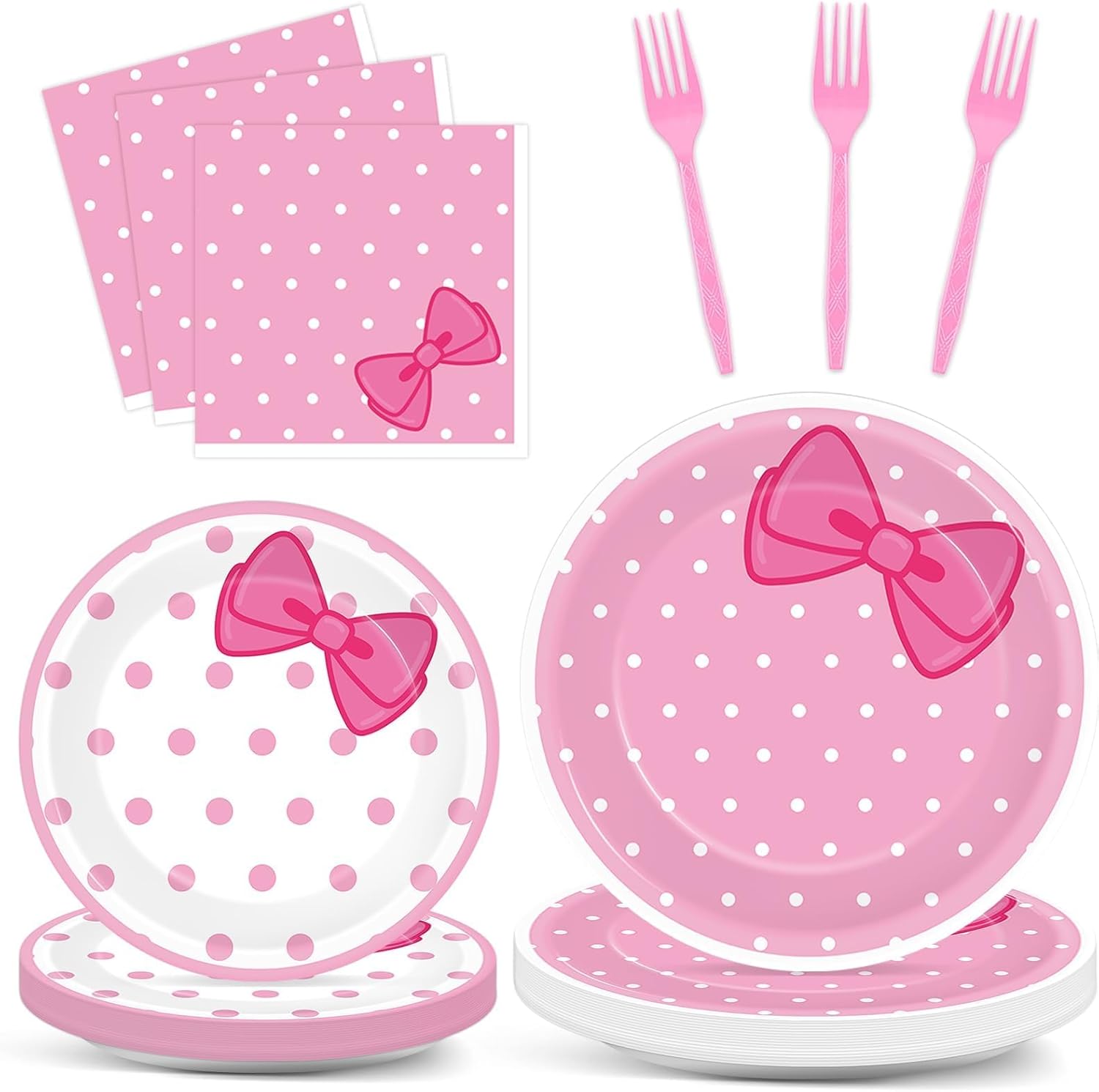96 Pcs Pink Cat Party Supplies Set for 24 Guests