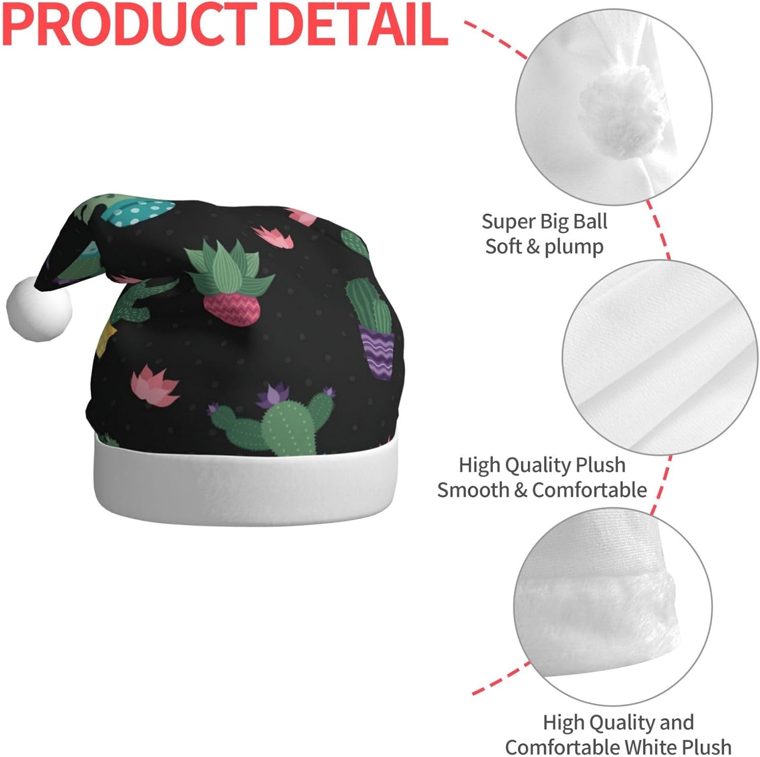 QinZheng Cactus Santa Hat Personalized Christmas Headwear