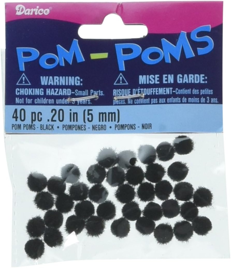 Darice Black Acrylic Pom Poms 5mm 40 Pack