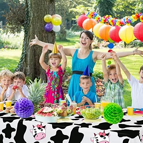 Inspireyee Cow Print Plastic Tablecloth Pack of 4 86x51 Inches