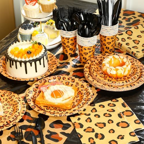 Oudain 162 Pcs Cheetah Party Decorations