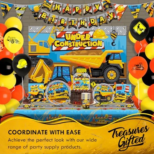 Treasures Gifted Construction Party Tablecloth 54x108
