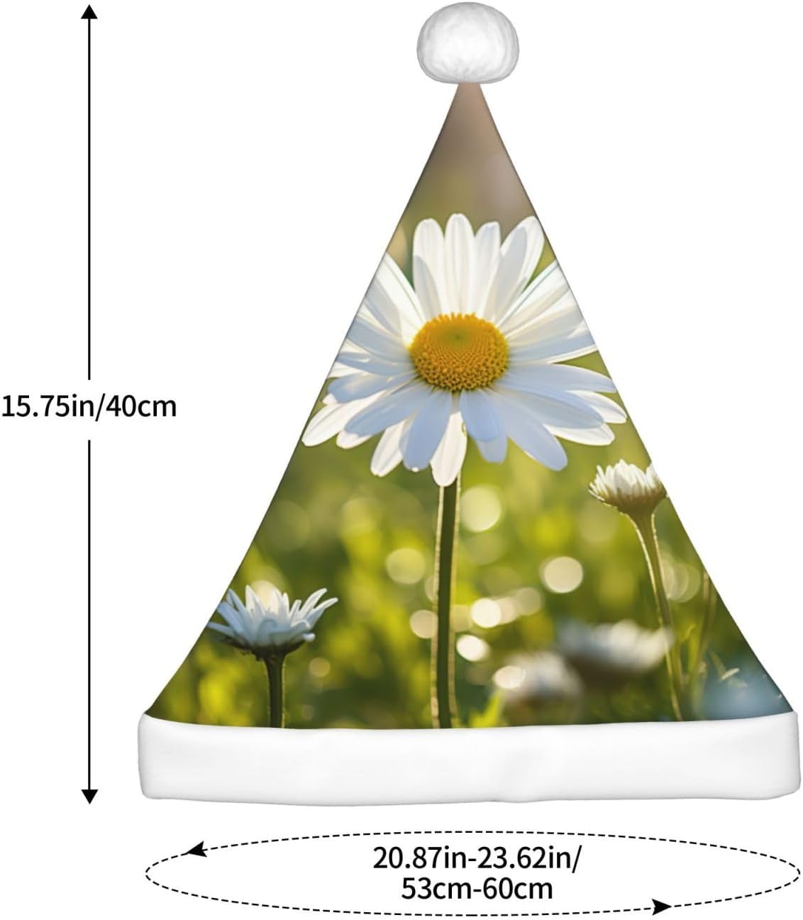 QINZHENG White Daisy Santa Hat Christmas Headwear