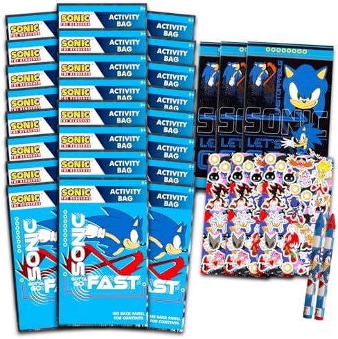 Sonic Birthday Party Favors Set - 24 Play Packs Bundle