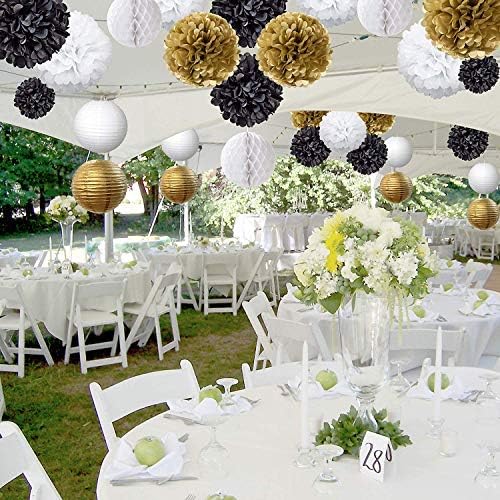 Fascola New Year Party Decor Kit Gold Black White