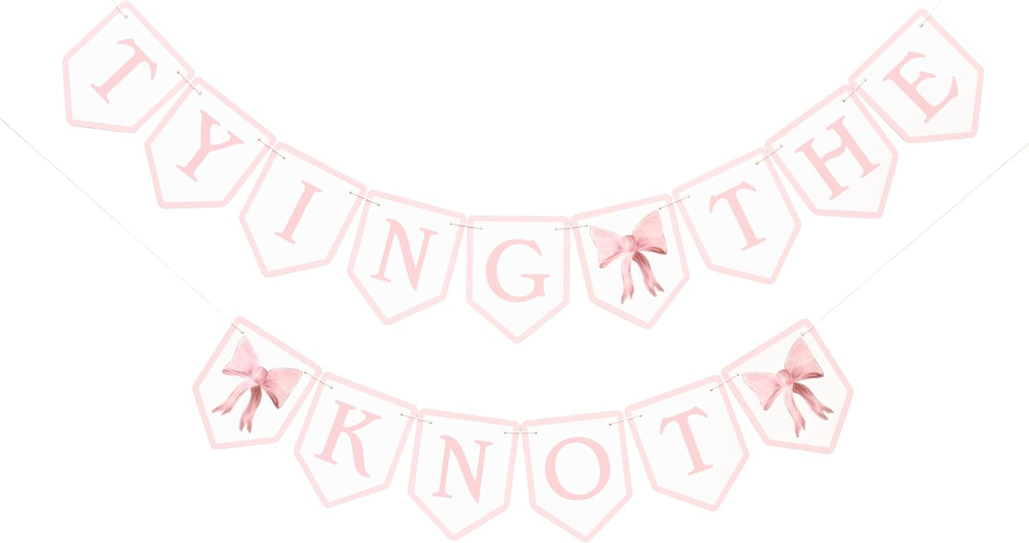 Tying The Knot Pink Bow Banner - Bridal Shower Decor