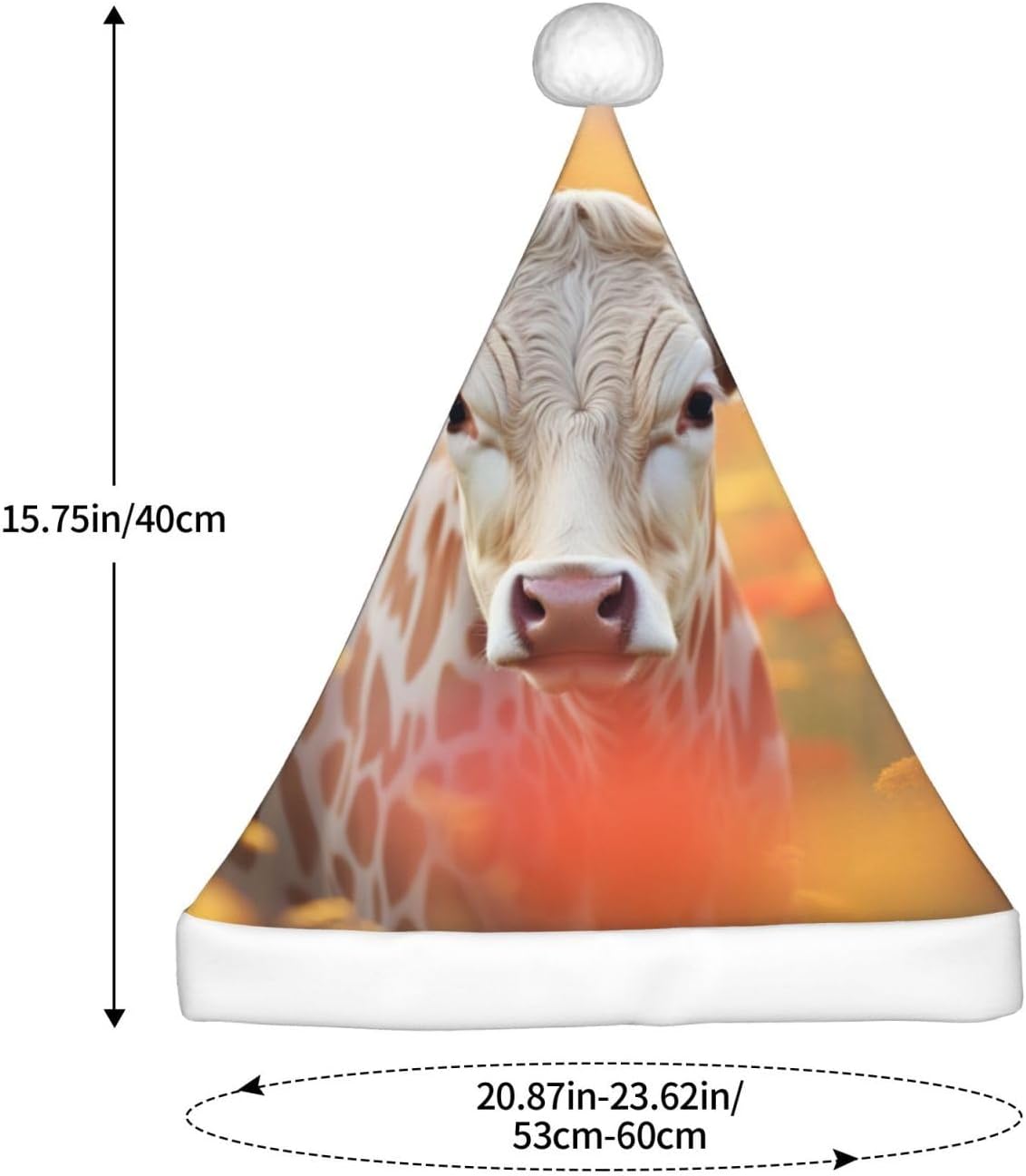 QINZHENG Flower Cow Print Santa Hat for Women Adult