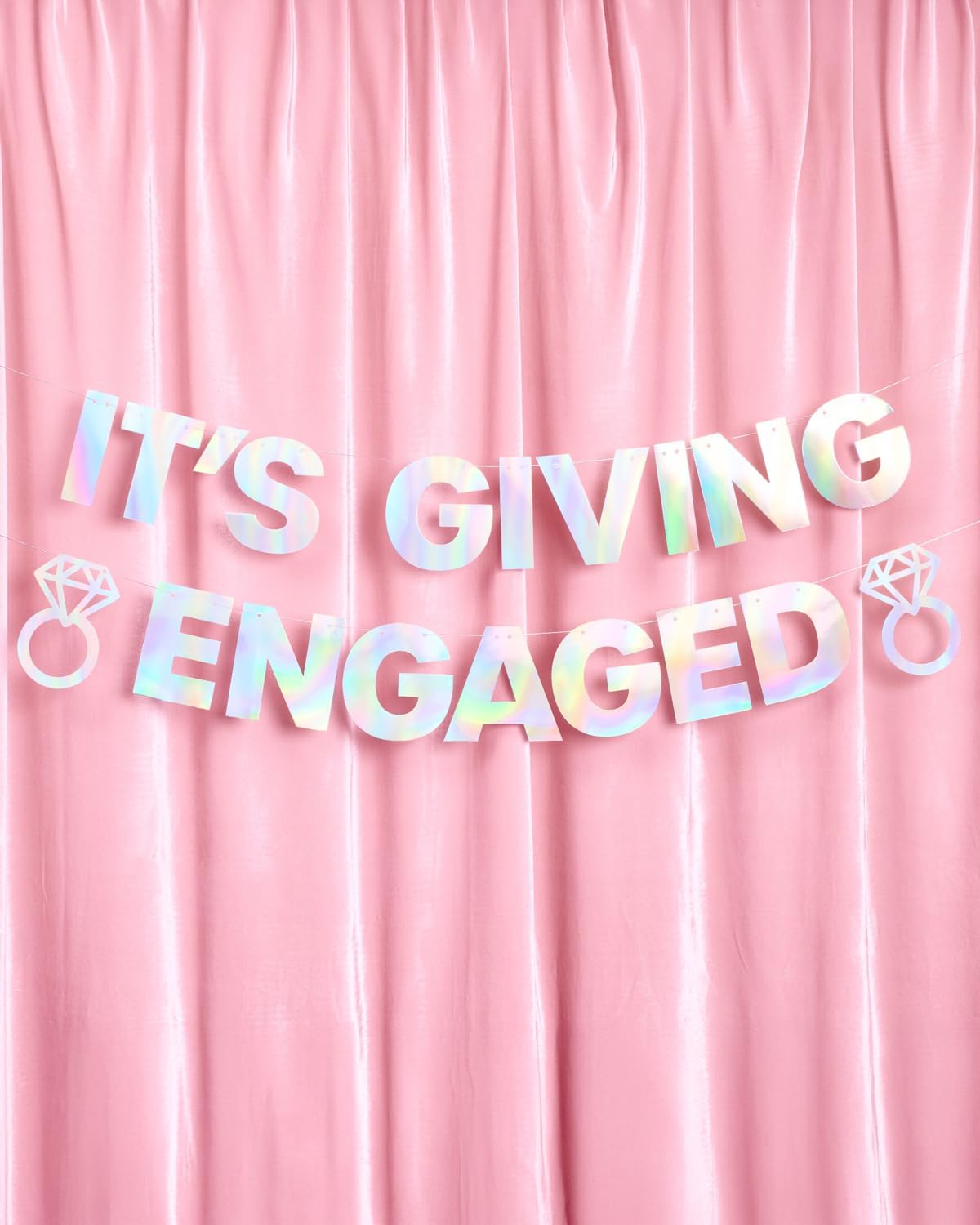 XO Fetti Its Giving Engaged Banner - Iridescent Foil 5 Ft