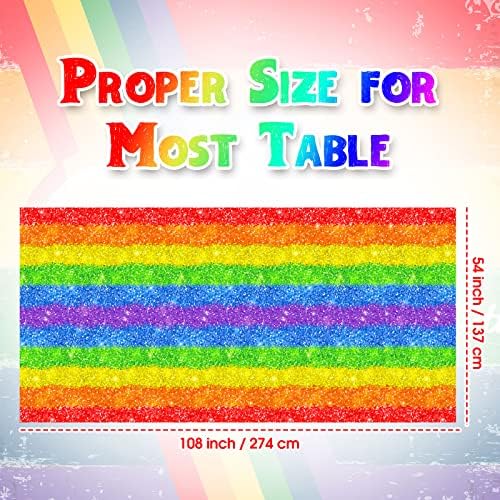 Tudomro Plastic Rainbow Tablecloth 54x108 Inch Set