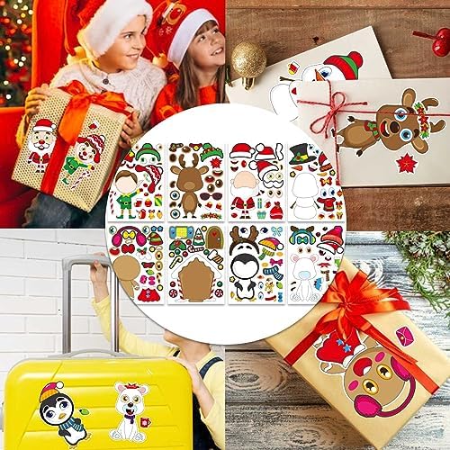 32 Sheet Christmas Stickers for Kids Make Your Own Characters