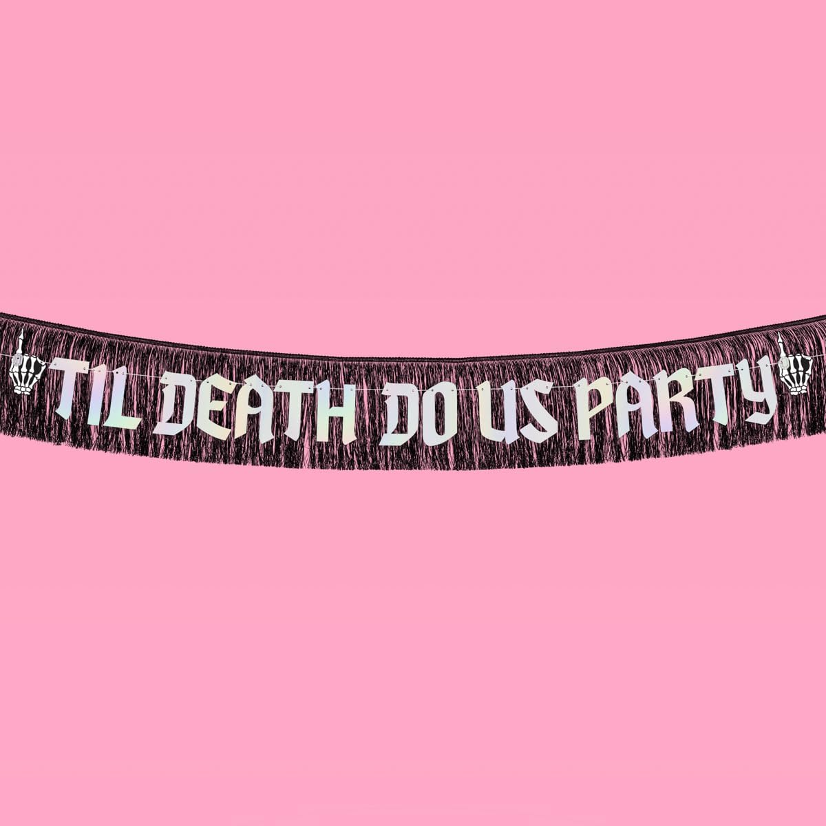 XO Fetti Til Death Do Us Party Banner Black Iridescent 5 Ft