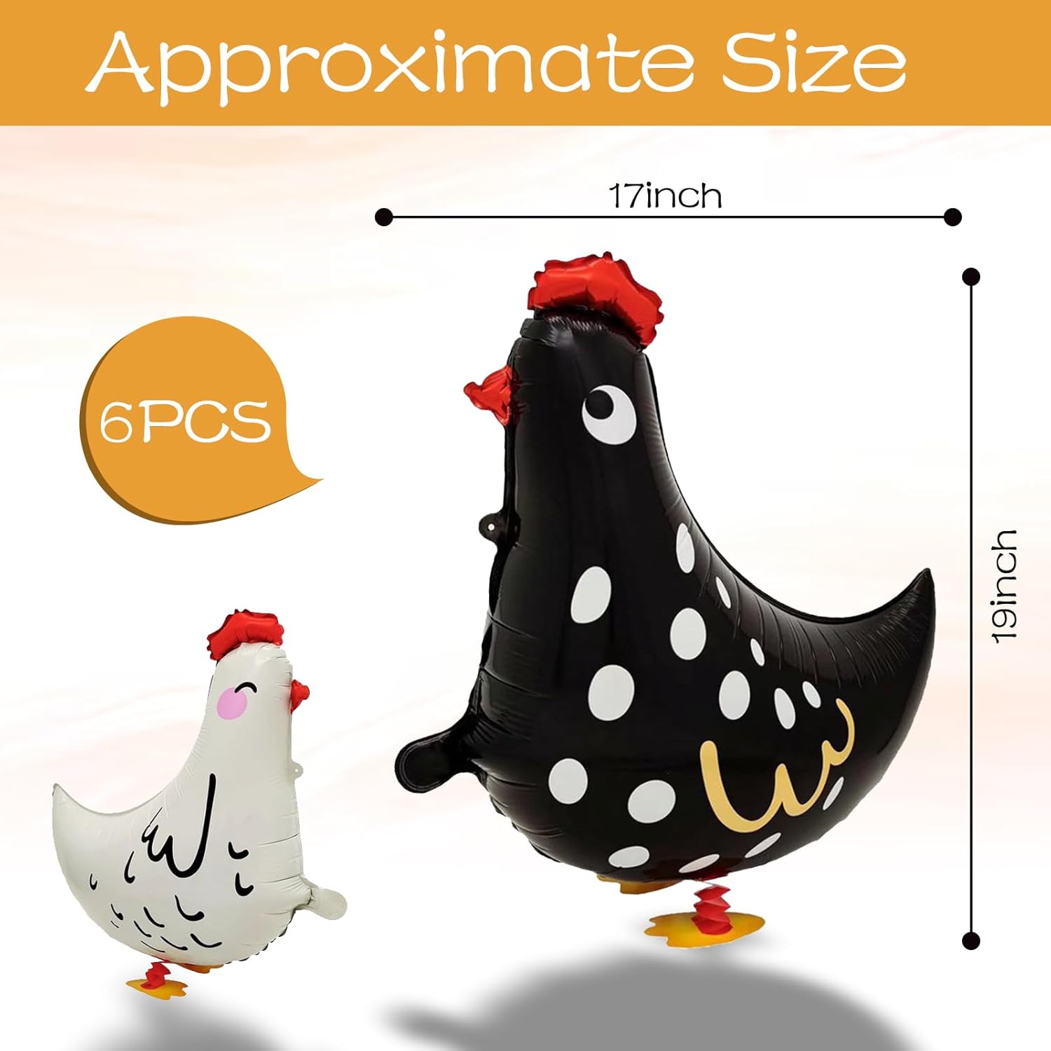 6Pcs Walking Chicken Foil Balloons for Kids Gift