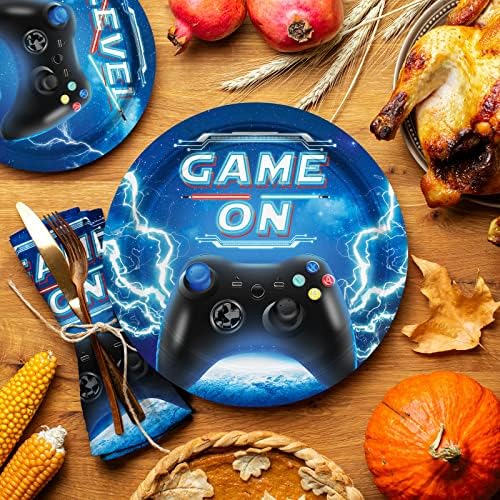 Video Game Party Kit for 25 Includes Plates Cups Cutlery Tablecloth Banner
