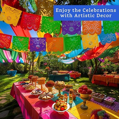 Mexican Party Banners 2 Pack with 10 Plastic Flags