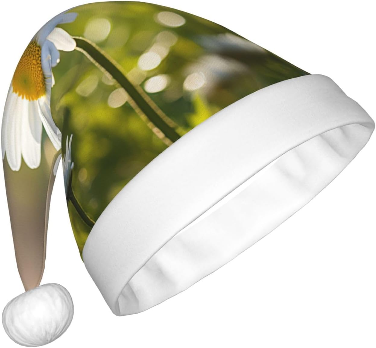 QINZHENG White Daisy Santa Hat Christmas Headwear