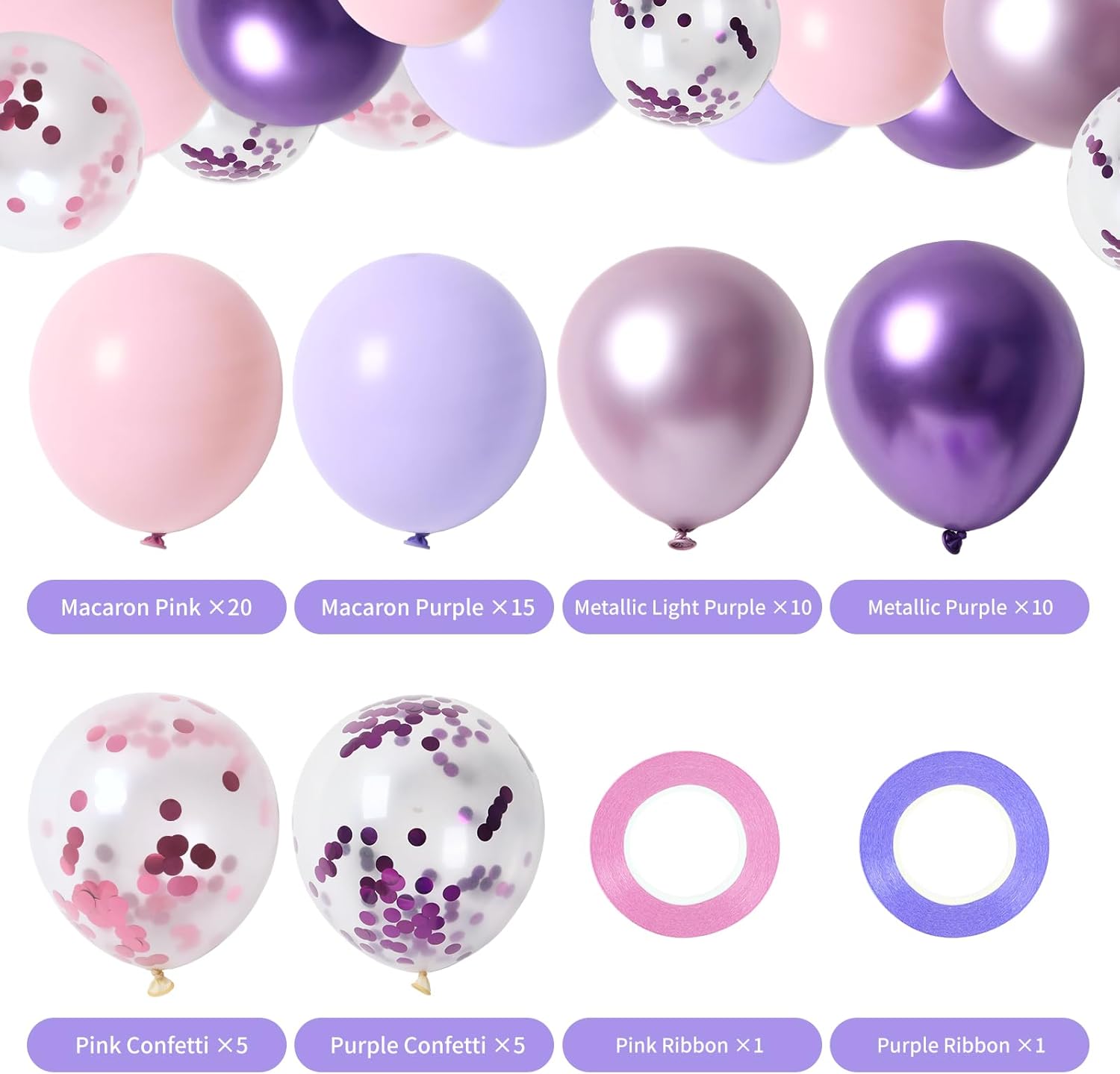 RUBFAC 65 Pcs 12 Inches Balloon Arch Garland Kit