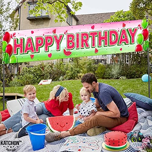 KatchOn XtraLarge Watermelon Birthday Banner 120x20 Inch