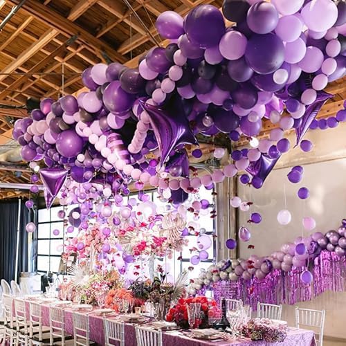 PartyWoo Purple Balloons 100 pcs Different Sizes Kit