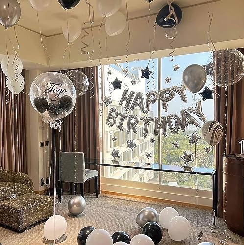 KALOR Silver Happy Birthday Balloons Banner